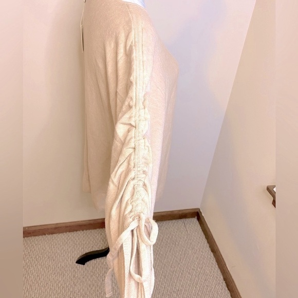 NWT Max Studio Lightweight Dolman Ruched 3/4 Sleeve Sweater Wheat Color Size M - Picture 10 of 14